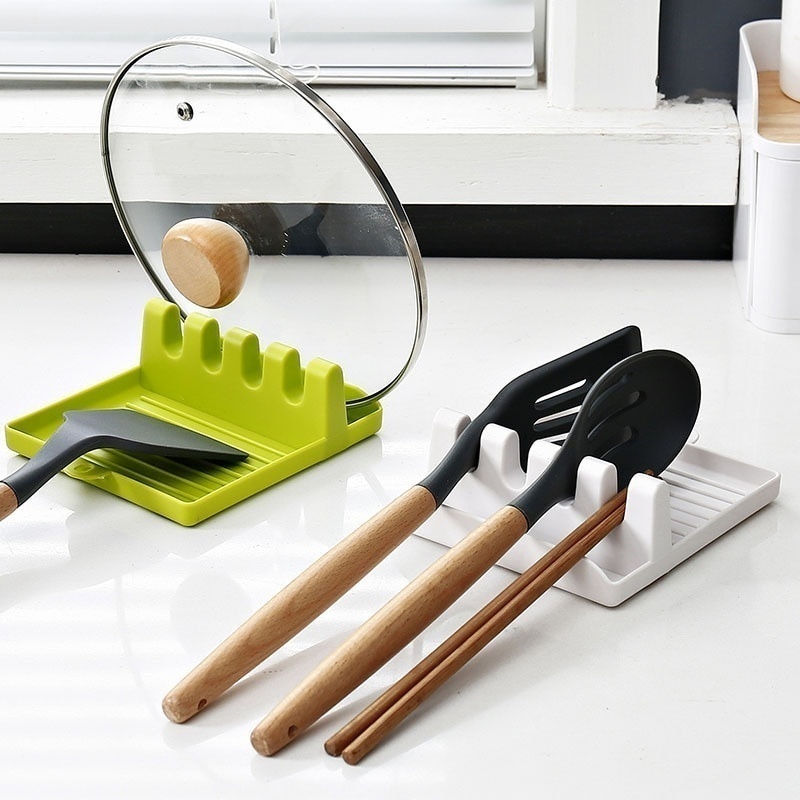 Porte-cuillères de cuisine, fourchette, spatule, étagère, organisateur, porte-baguettes en plastique, tampon de cuillères antidérapant