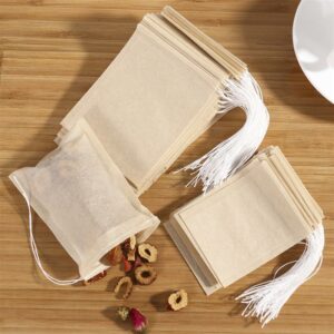Sachets de thé biodégradables en papier avec cordon de serrage, 100 pièces, filtres écologiques vides pour thé en vrac, poudre et herbes médicinales