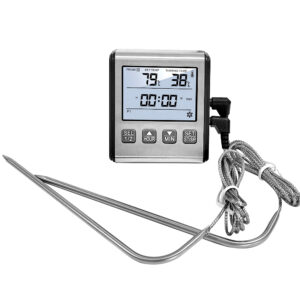Therye.com numérique avec sonde en acier inoxydable, alarme de cuisine, minuterie de viande, mesure de la température, compteur pour four, barbecue, gril, cuisson