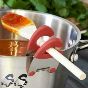 Porte-cuillère à Pot, Clip de fixation Anti-brûlure, poignée en Silicone pour cuillère, spatule, fourchette, ustensiles de cuisine, repose-cuillère, accessoires de cuisine