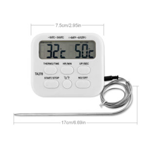 Therye.com-Minuterie de cuisine numérique, sonde en acier inoxydable, viande, barbecue, température des aliments, outils de cuisson avec alarme, TA278