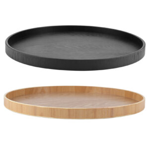 Assiette de service à thé en bois de forme ronde, plateau de restaurant, assiette à café, collation, plats alimentaires, 37.5cm