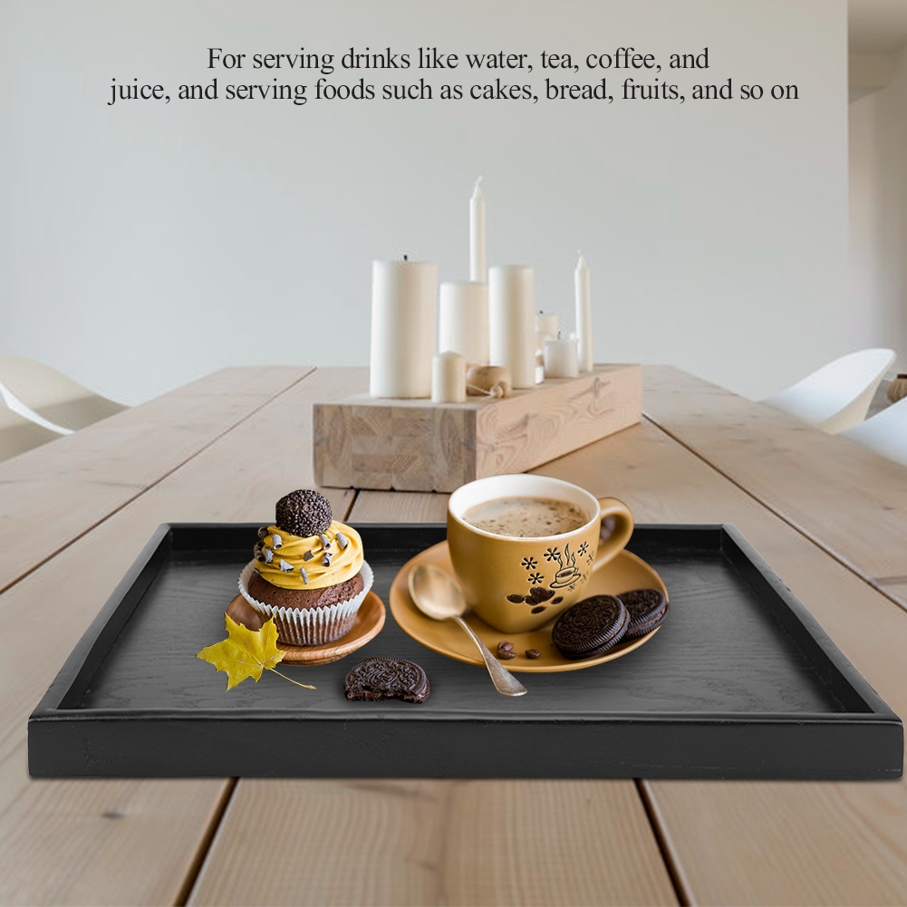 Plateau à thé en bois noir, rectangulaire, tasse alimentaire, plateaux de service, assiette décorative en bois, Dessert, bonbons, plateau à thé en bois, assiette de Restaurant