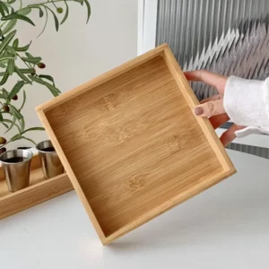 Assiette de service rectangulaire en bois, assiette à thé en bois, support pour fruits, stockage des aliments, fournitures de cuisine à domicile