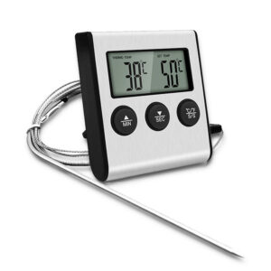 Therye.com numérique pour la cuisson de la viande, température des aliments, four, barbecue, gril, fonction de minuterie avec sonde, compteur de chaleur pour la cuisson