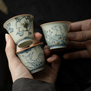 Dessous de verre en céramique à motif de fleurs chinoises, 1 pièce, tapis de tasse à thé fait à la main, bol à thé domestique, tasse principale personnelle, service à thé 40ml