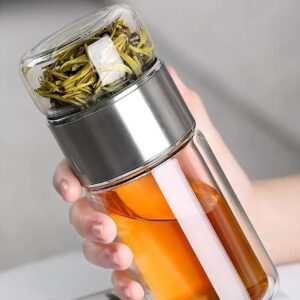 Bouteille d'eau de thé de 420ML, verre à haute teneur en Borosilicate, Double couche, tasse d'eau de thé, infuseur, verres, bouteille d'eau avec filtre à thé