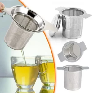 Infuseur à thé à feuilles mobiles, Double poignée en acier inoxydable avec couvercle, filtre à café à mailles fines, tasse suspendue, passoire anti-fuite 
