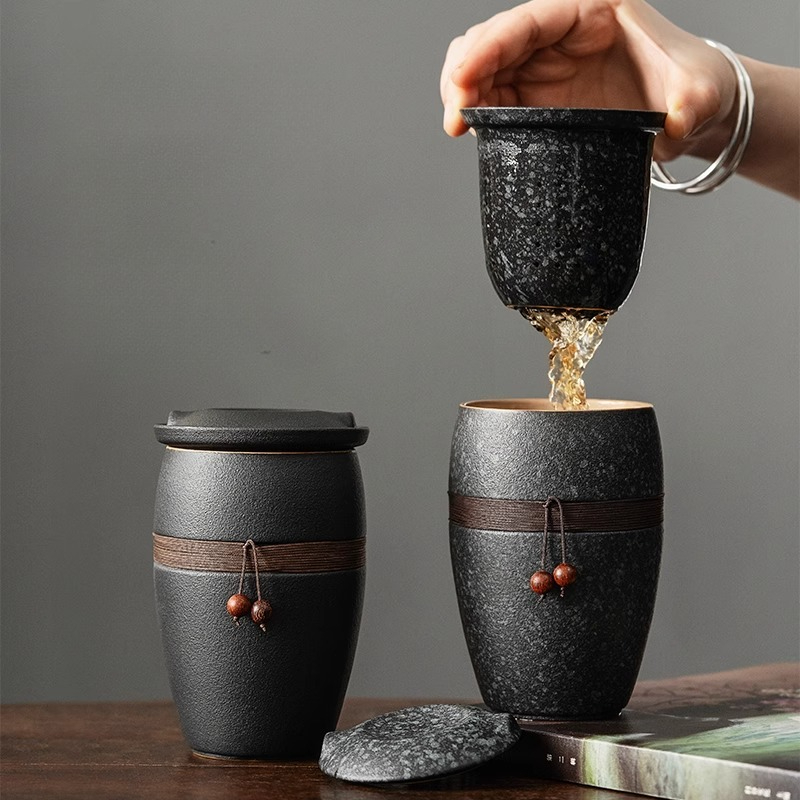 Tasse à thé en céramique avec couvercle, séparation du thé, tasse à thé créative, filtre personnel, tasse d'eau Portable pour le bureau et la maison