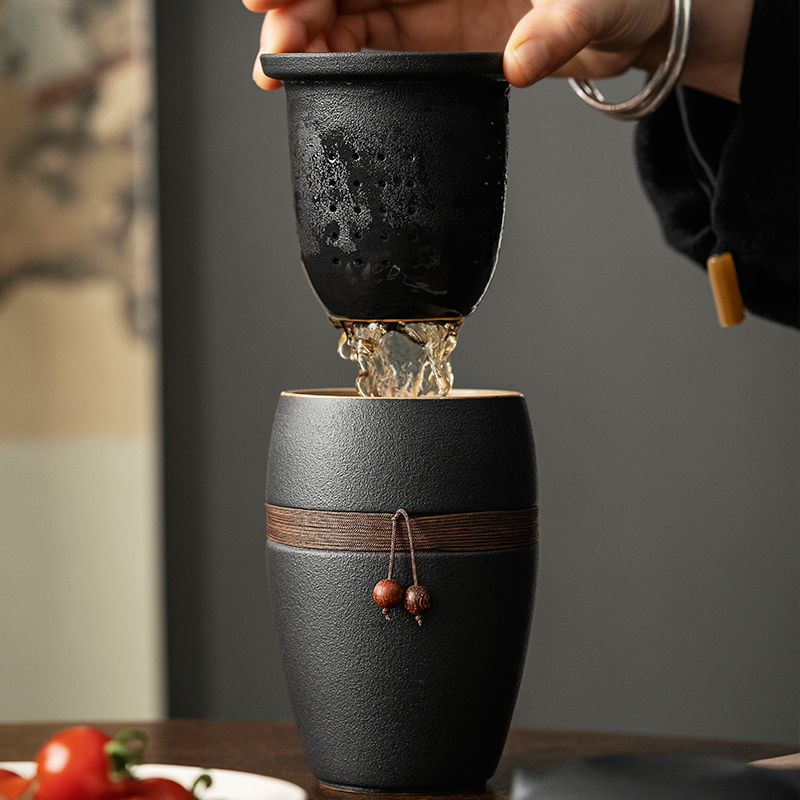 Tasse à thé en céramique avec couvercle, séparation du thé, tasse à thé créative, filtre personnel, tasse d'eau Portable pour le bureau et la maison