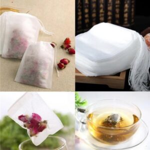Sachets de thé jetables 100x5.5cm, pour thé aux feuilles mobiles, sacs filtrants biodégradables avec cordon de serrage, sachets de thé vides en Fiber de maïs