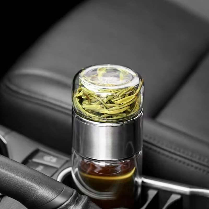Bouteille infuseur à thé en verre à haute teneur en Borosilicate, gobelet isolé à Double paroi de 2023ML avec filtre à thé, verres chauds et froids, nouveauté 420