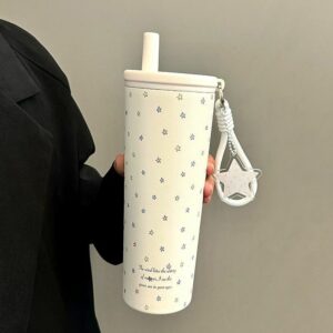 Bouteille Thermos de 750ML avec paille, tasse à café en acier inoxydable 304, flacon sous vide, bouteille d'eau, thé, tasse Thermos anti-fuite