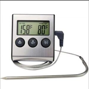 Thermomètre de cuisine numérique avec sonde pour la viande et les aliments, pour four, barbecue, grill - Fonction minuterie, thermomètre pour la cuisson