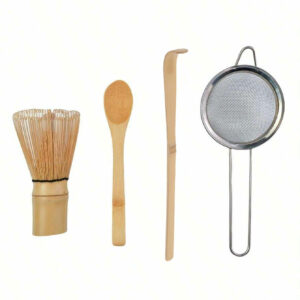 Ensemble de 4 cuillères à thé en bambou, fouet à matcha, cuillère à thé et passoire, outils pour la préparation du thé