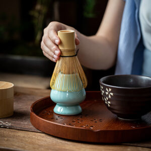 Fouet à thé Matcha japonais (Chasen) Cuillère à thé (Chashaku) Thé Matcha chaud