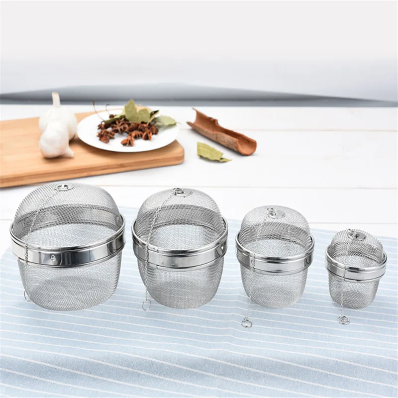 Infuseur à thé et sac d'assaisonnement en acier inoxydable, passoire boule à thé en maille, couvercle enchaîné, filtre à café, outils de cuisine